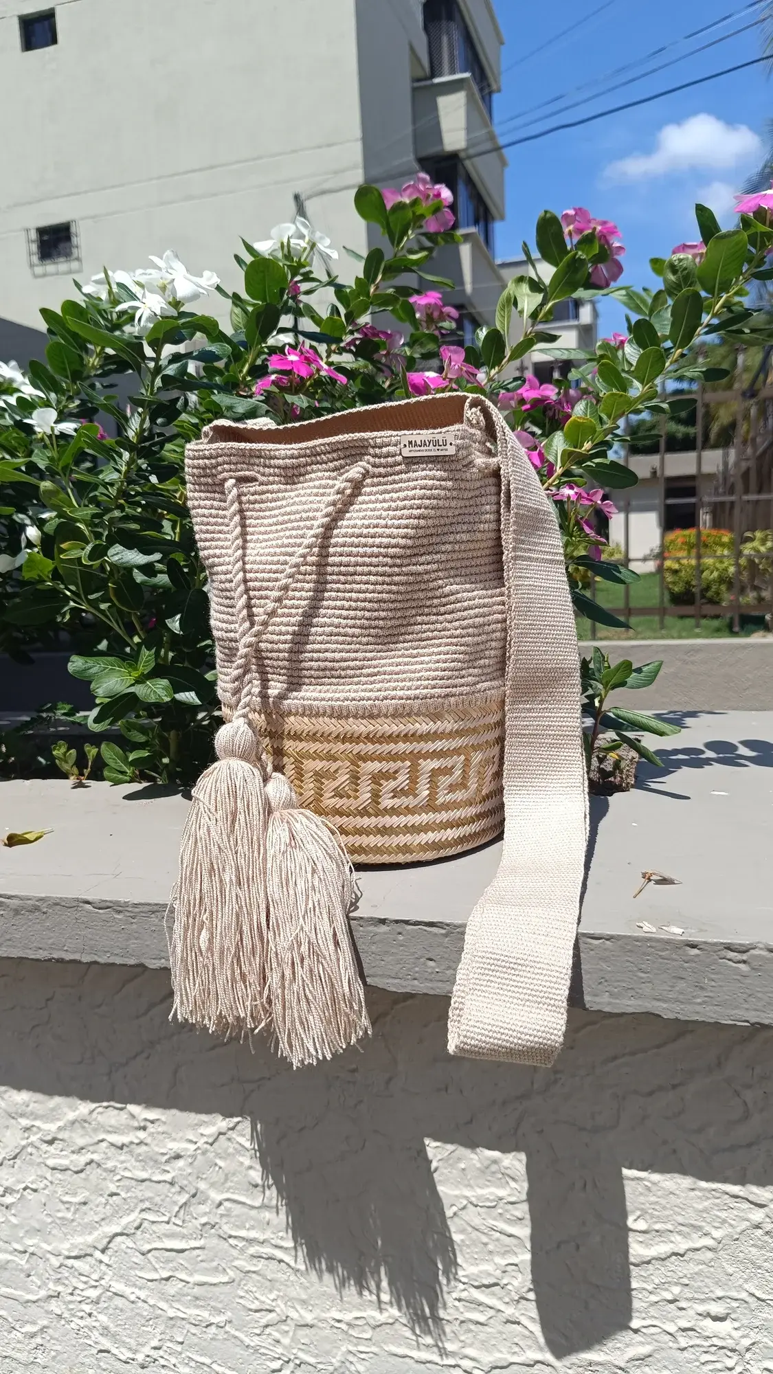 Mochila canasto mediana · 002 beige